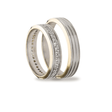 Βέρες Σετ Δίχρωμες Χρυσές Λευκόχρυσες Ματ με Ζιργκόν MASCHIO FEMMINA TMF-13 - themelidisjewels